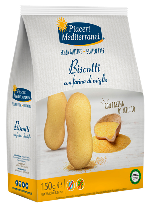 PIACERI MEDITERRANEI BISCOTTI FARINA DI MIGLIO 150 G - Luckyfarma.it