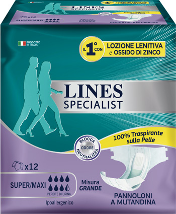 LINES SPECIALIST PANNOLONE A MUTANDA GRANDE 12  PEZZI - Luckyfarma.it