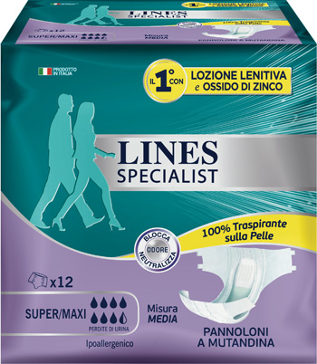 LINES SPECIALIST PANNOLONE A MUTANDA MEDIA 12 PEZZI - Luckyfarma.it
