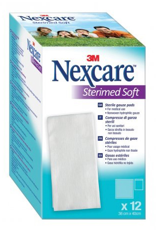 COMPRESSE DI GARZA STERILI NEXCARE STERIMED SOFT 18 X 40 CM  MULTILINGUAL 12 PEZZI - Luckyfarma.it