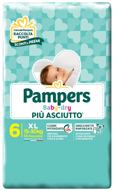 PAMPERS BABY DRY DWCT XL 14 PEZZI - Luckyfarma.it