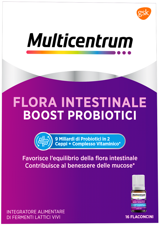 MULTICENTRUM FLORA INTESTINALE BOOST PROBIOTICI 16 FLACONCINI - Luckyfarma.it