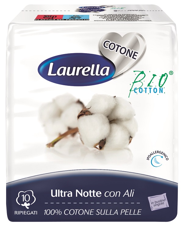 ASSORBENTE LAURELLA PER DONNA IN COTONE ULTRA ALI NOTTE 10 PEZZI - Luckyfarma.it