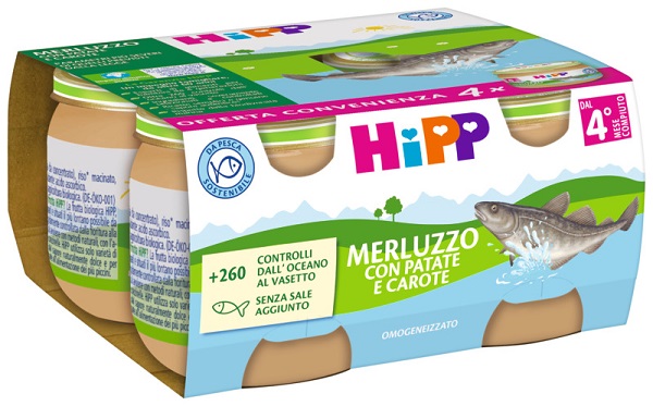 HIPP OMOGENEIZZATO MERLUZZO/PATATE/CAROTE 4X80 G - Luckyfarma.it