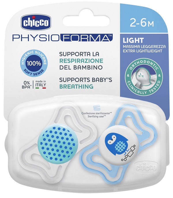 CHICCO SUCCHIETTO LIGHT BOY SILICONE 2-6 MESI 2 PEZZI - Luckyfarma.it