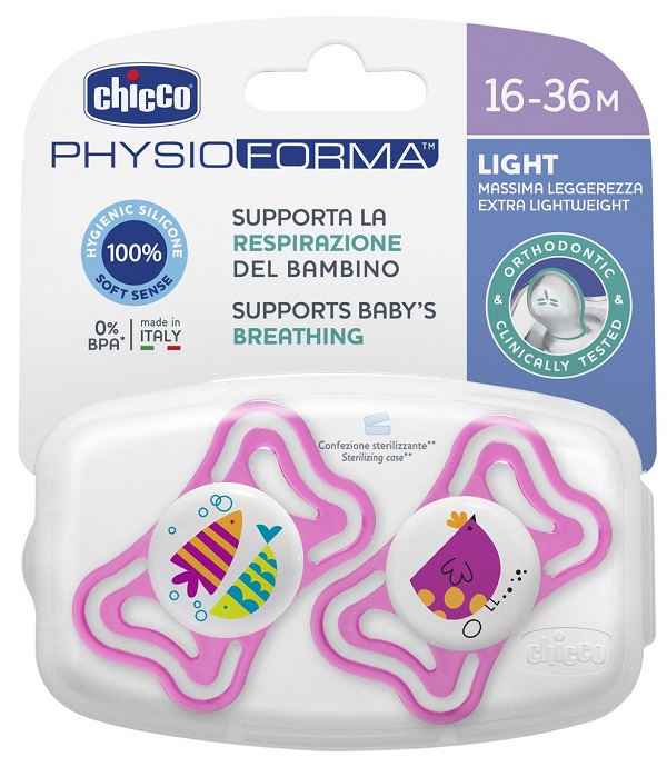 CHICCO SUCCHIETTO LIGHT GIRL SILICONE 16-36 MESI 2 PEZZI - Luckyfarma.it