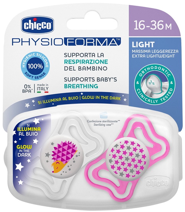 CHICCO SUCCHIETTO LIGHT LUM SILICONE 16-36 MESI 2 PEZZI - Luckyfarma.it