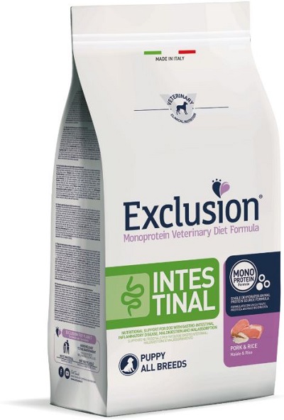 EXCLUSION MONOPROTEIN VETERINARY DIET FORMULA DOG INTESTINAL PUPPY PORK AND RICE ALL BREEDS 2 KG DRY - Luckyfarma.it