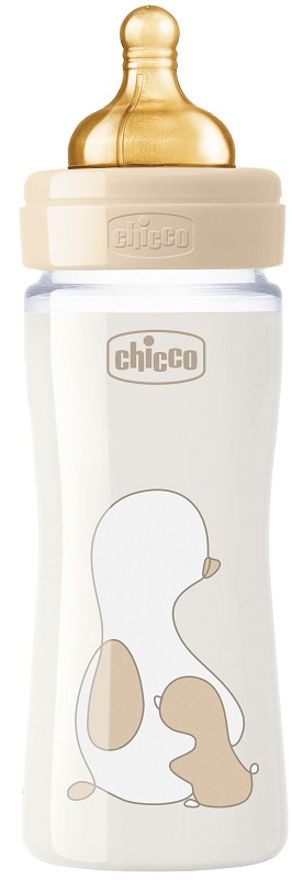 CHICCO BIBERON ORIGINAL 240ML VETRO 1 FORO 1 FORO UNISEX CON TETTARELLA IN CAUCCIU' - Luckyfarma.it