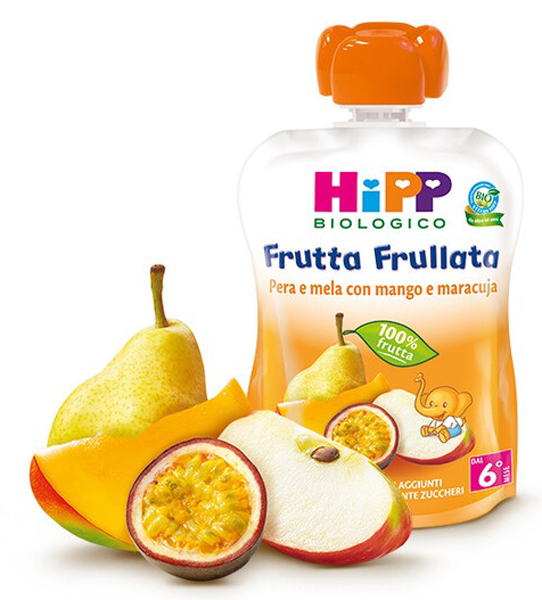 HIPP BIO FRUTTA FRULLATA PERA/MELA CON MANGO E MARACUJA 90 G - Luckyfarma.it