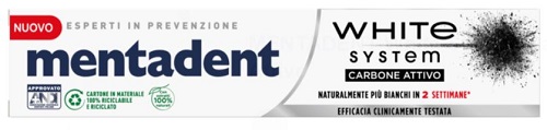 MENTADENT WHITE SYSTEM CHARCOAL 75 ML - Luckyfarma.it