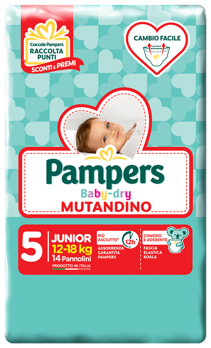 PANNOLINO A MUTANDINA PAMPERS BABY DRY JUNIOR SMALL PACK 14 PEZZI - Luckyfarma.it
