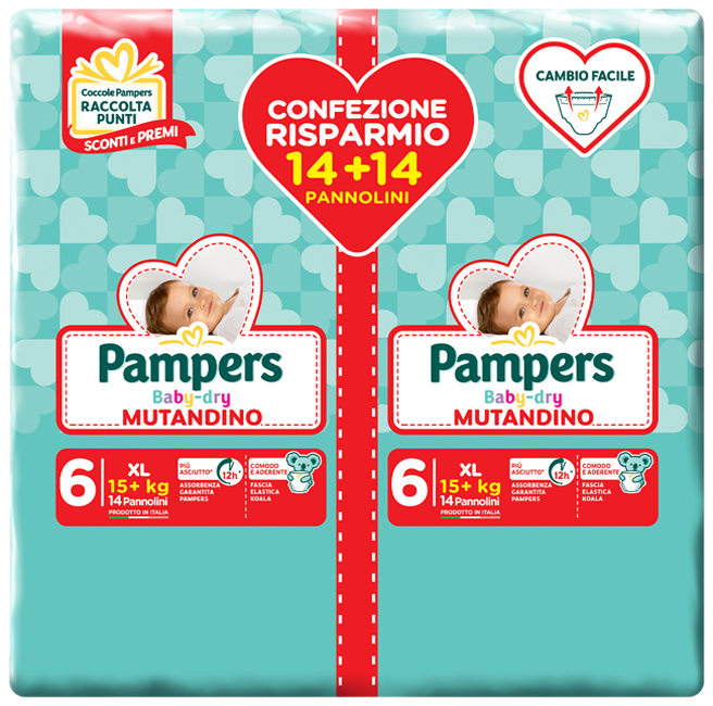 PAMPERS BABY DRY PANNOLINO A MUTANDINA DUO DWCT XL 28 PEZZI - Luckyfarma.it