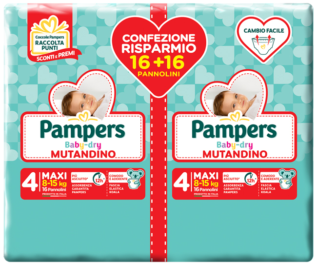 PAMPERS BABY DRY PANNOLINO A MUTANDINA DUO DWCT MAXI 32 PEZZI - Luckyfarma.it