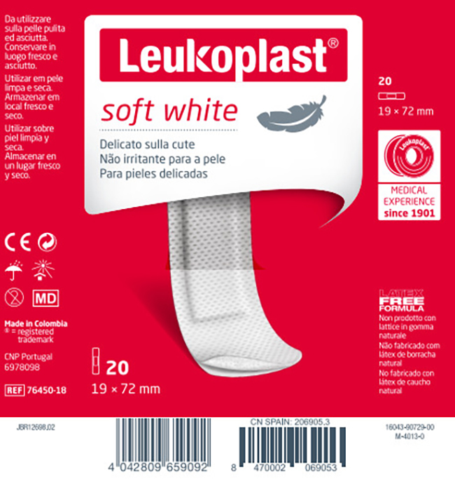 LEUKOPLAST SOFT WHITE 72 X 19 CM 20 PEZZI - Luckyfarma.it