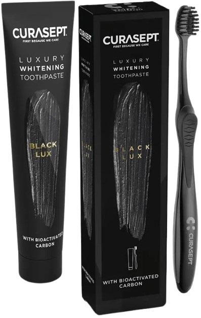 CURASEPT BLACK LUXURY WHITENING DENTIFRICIO 75 ML + SPAZZOLINO - Luckyfarma.it