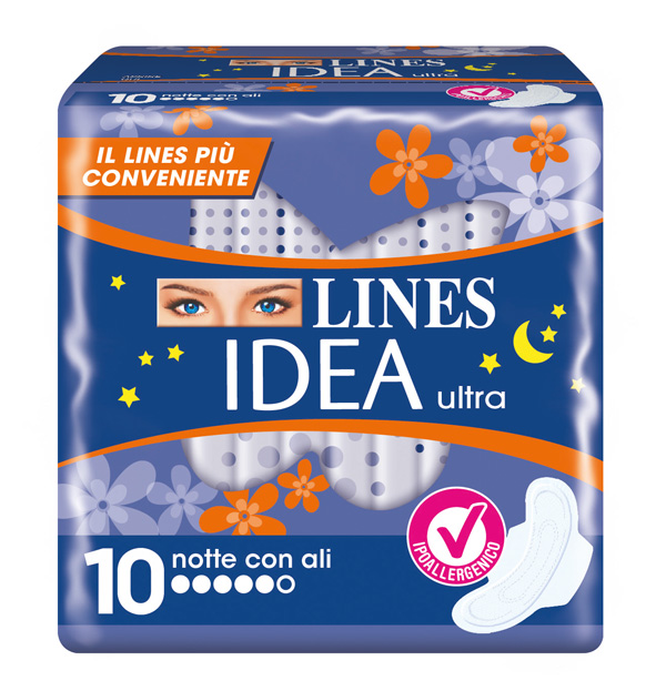 IDEA ULTRA ASSORBENTE NOTTE CON ALI 10 PEZZI - Luckyfarma.it