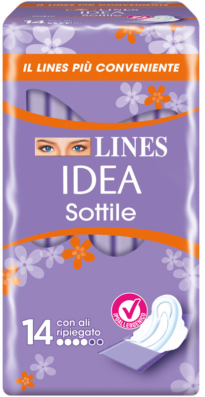 LINES IDEA ASSORBENTE SOTTILE RIPIEGATO CON ALI 14 PEZZI - Luckyfarma.it
