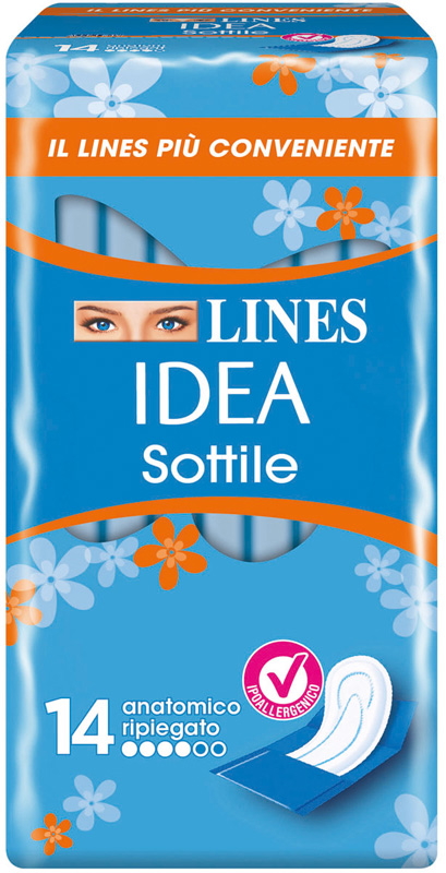LINES IDEA ASSORBENTE SOTTILE RIPIEGATO ANATOMICO 14 PEZZI - Luckyfarma.it
