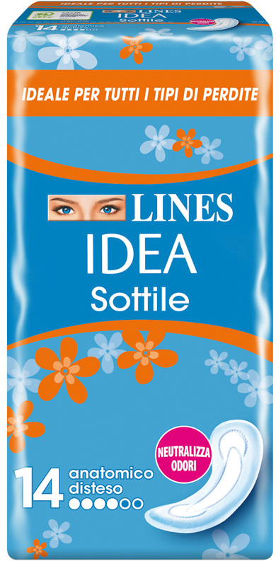 LINES IDEA ASSORBENTE SOTTILE DISTESO ANATOMICO 14 PEZZI - Luckyfarma.it