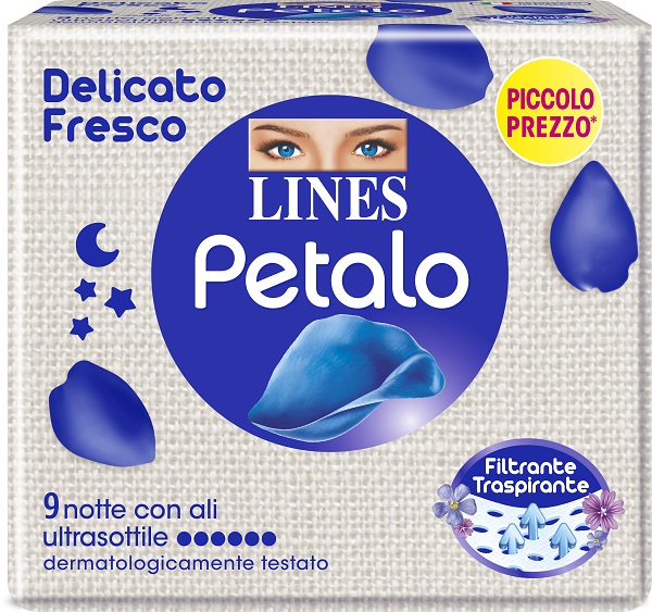 LINES PETALO BLU ASSORBENTE NOTTE 9 PEZZI - Luckyfarma.it