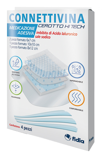 CEROTTO CONNETTIVINA HITECH 4 MISURE MISTE 2 PEZZI 6 X 7 CM + 1 PEZZO 10 X 10 CM + 1 PEZZO 8 X 12 CM - Luckyfarma.it