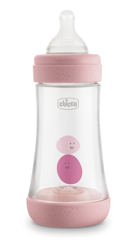 CHICCO BIBERON PERFECT 5 GIRL 240 ML IN SILICONE 2 FORI - Luckyfarma.it