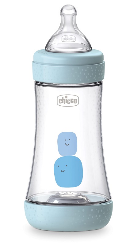 CHICCO BIBERON PERFECT 5 BOY 240 ML IN SILICONE 2 FORI - Luckyfarma.it