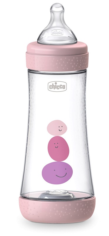 CHICCO BIBERON PERFECT 5 GIRL 300 ML IN SILICONE 3 FORI - Luckyfarma.it