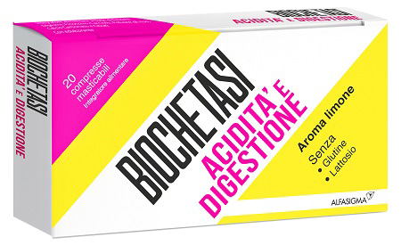 BIOCHETASI ACIDITA' E DIGESTIONE 20 COMPRESSE MASTICABILI AROMA LIMONE - Luckyfarma.it