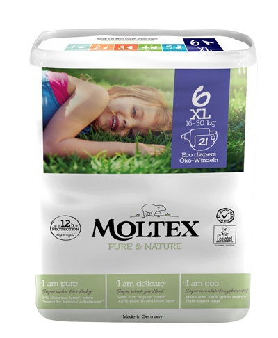 PANNOLINI MOLTEX PURE & NATURE XL 16-30 KG TAGLIA 6 21 PEZZI - Luckyfarma.it