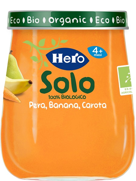 HERO BABY OMOGENEIZZATO PERA BANANA CAROTA 100% BIO 120 G - Luckyfarma.it
