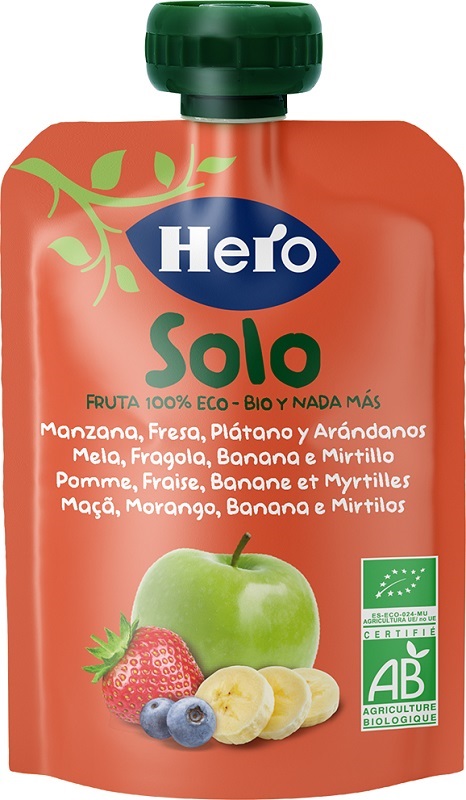 HERO SOLO FRUTTA FRULLATA 100% BIO MELA BANANA FRAGOLA 100 G - Luckyfarma.it