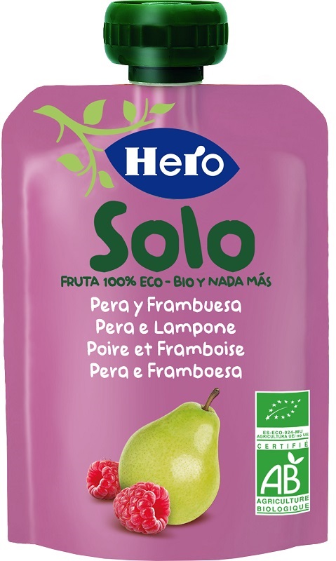 HERO SOLO FRUTTA FRULLATA 100% BIO PERA E LAMPONE 100 G - Luckyfarma.it