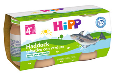HIPP OMOGENEIZZATO DI FILETTI DI HADDOCK SELVATICO CON VERDURE 2X80 G - Luckyfarma.it