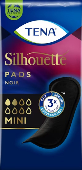 ASSORBENTE NERO INCONTINENZA LEGGERA TENA SILHOUETTE NOIR MINI 18 PEZZI - Luckyfarma.it
