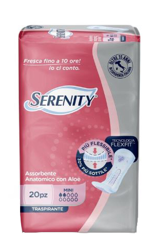 SERENITY ASSORBENTE ANATOMICO CON ALOE FLEXIT MINI 20 PEZZI - Luckyfarma.it