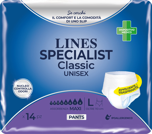 PANNOLONE A MUTANDA LINES SPECIALIST CLASSIC PANTS MAXI L 14 PEZZI - Luckyfarma.it