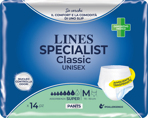 PANNOLONE A MUTANDA LINES SPECIALIST CLASSIC PANTS SUPER M 14 PEZZI - Luckyfarma.it