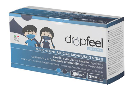 MASCHERINA USO MEDICO DROPFEEL PHARMA MONOUSO SMALL TIPO II BLU NAVY E AZZURO 20 PEZZI - Luckyfarma.it