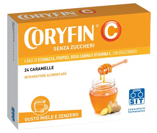CORYFIN C SENZA ZUCCHERO MIELE ZENZERO 24 CARAMELLE - Luckyfarma.it