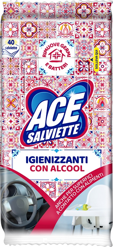 ACE SALVIETTE IGIENIZZANTI ALCOOL 40 PEZZI - Luckyfarma.it