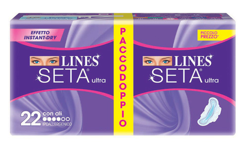 LINES SETA ULTRA ASSORBENTE CON ALI 22 PEZZI - Luckyfarma.it
