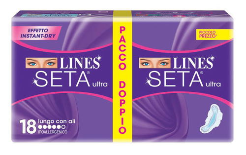 LINES SETA ULTRA ASSORBENTE LUNGO CON ALI 18 PEZZI - Luckyfarma.it