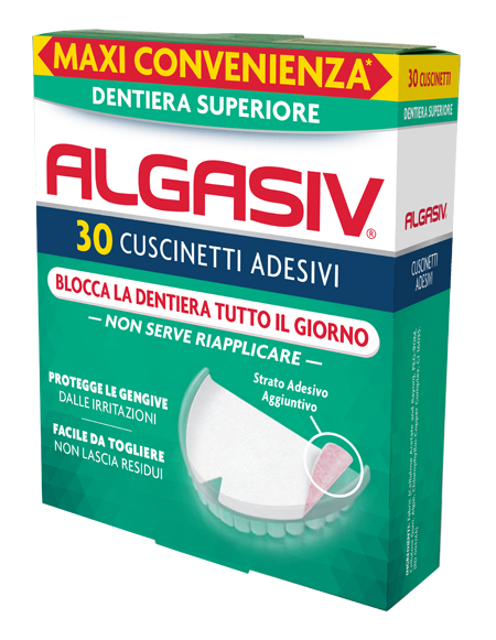 ALGASIV ADESIVO PER PROTESI DENTARIA SUPERIORE 30 PEZZI - Luckyfarma.it