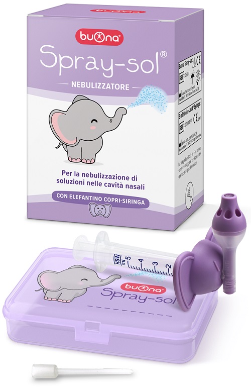 BUONA SPRAY-SOL KIT 5 PEZZI 1 SPRAY SOL + 1 SIRINGA LUER LOCK DA 5 ML + 1 AGO CANNULA + ELEFANTINO COPRI-SIRINGA - Luckyfarma.it