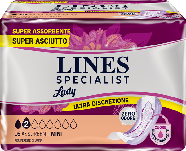 ASSORBENTI PER INCONTINENZA LINES SPECIALIST LADY MINI 16 PEZZI - Luckyfarma.it