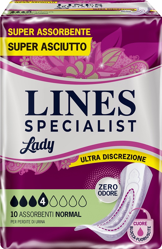 ASSORBENTI PER INCONTINENZA LINES SPECIALIST LADY NORMAL 10 PEZZI - Luckyfarma.it
