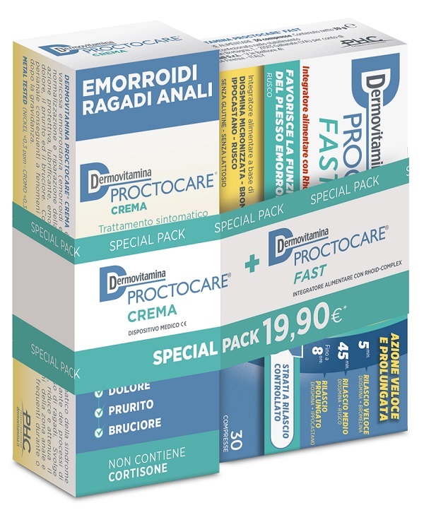 DERMOVITAMINA PROCTOCARE BIPACK PROCTOCARE FAST 30 COMPRESSE + PROCTOCARE CREMA 30 ML - Luckyfarma.it