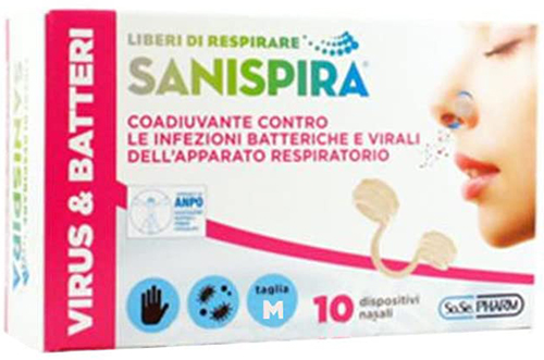 SANISPIRA VISUR & BATTERI FILTRO NASALE MEDIUM 10 PEZZI - Luckyfarma.it